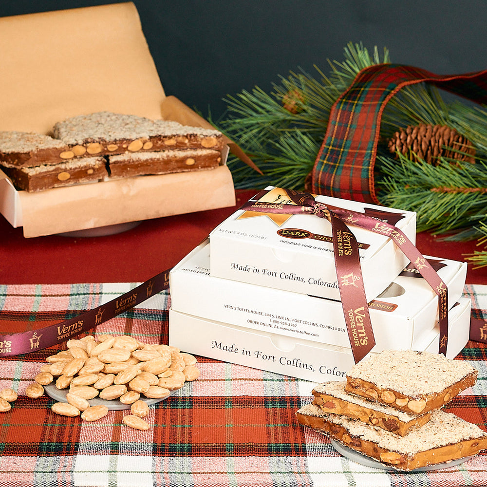 Almond Toffee Gift Boxes | Chocolate Covered Toffee Boxes | Milk & Dark