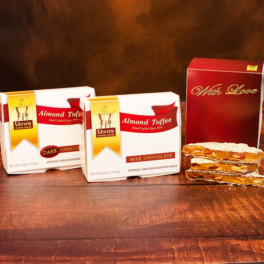 1 lb Almond Toffee Duo with With Love Band