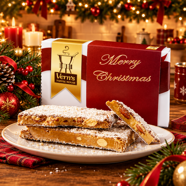 1 lb Merry Christmas Toffee Box Dark Chocolate