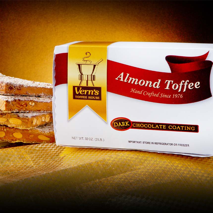 2 lb Dark Chocolate Almond Toffee Box