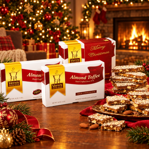 2 lb Almond Toffee Duo with Merry Christmas band
