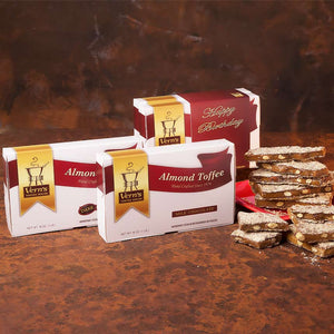 2 lb Almond Toffee Duo with Happy Birthday band