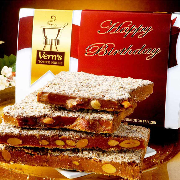 2 lb Happy Birthday Toffee Box Dark Chocolate