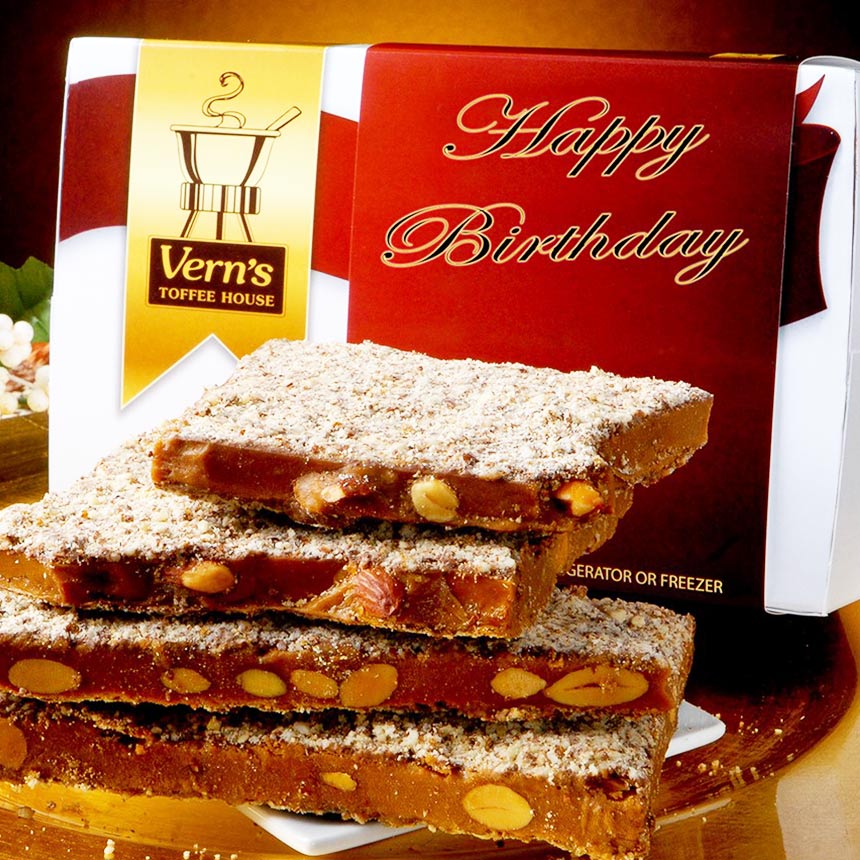 2 lb Happy Birthday Toffee Box Milk Chocolate