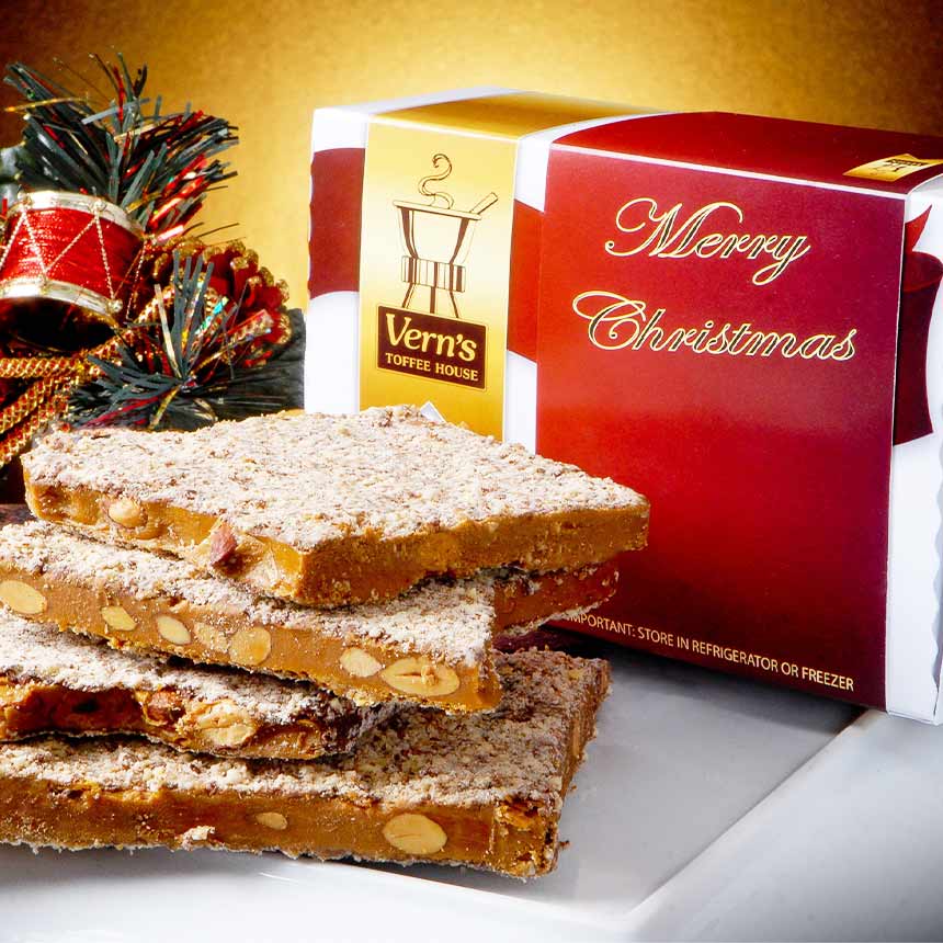 2 lb Merry Christmas Toffee Box Milk Chocolate