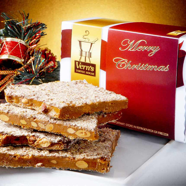 2 lb Merry Christmas Toffee Box Milk Chocolate