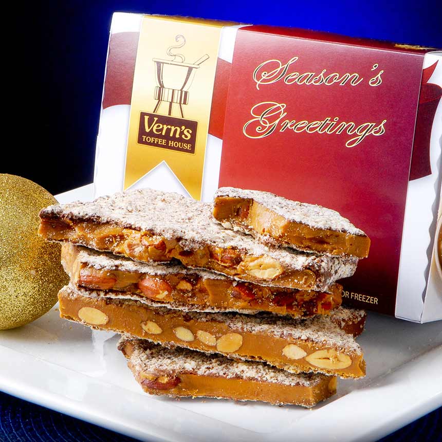 2 lb Seasons Greetings Toffee Box Dark Chocolate